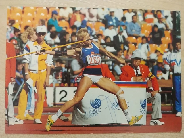 PETRA FELKE AUTOGRAMMKARTE DDR Speerwurf Olympiasiegerin SC Motor Jena